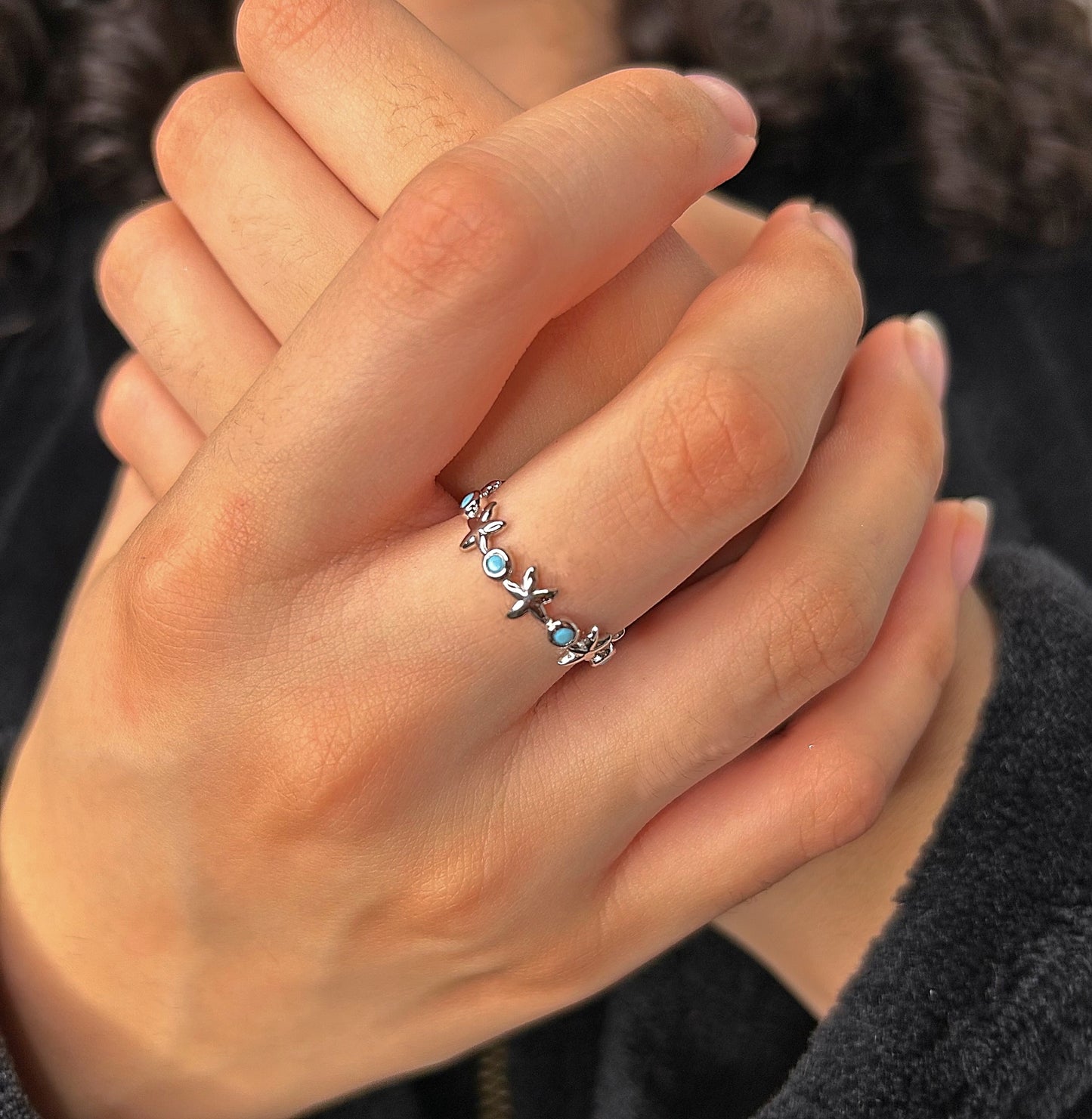 Anillo Estrella Marina Plata