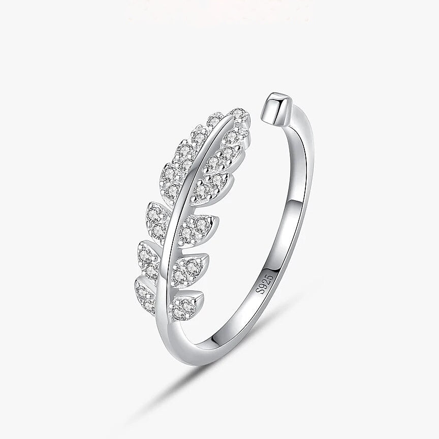 Anillo Pluma Plata Ajustable