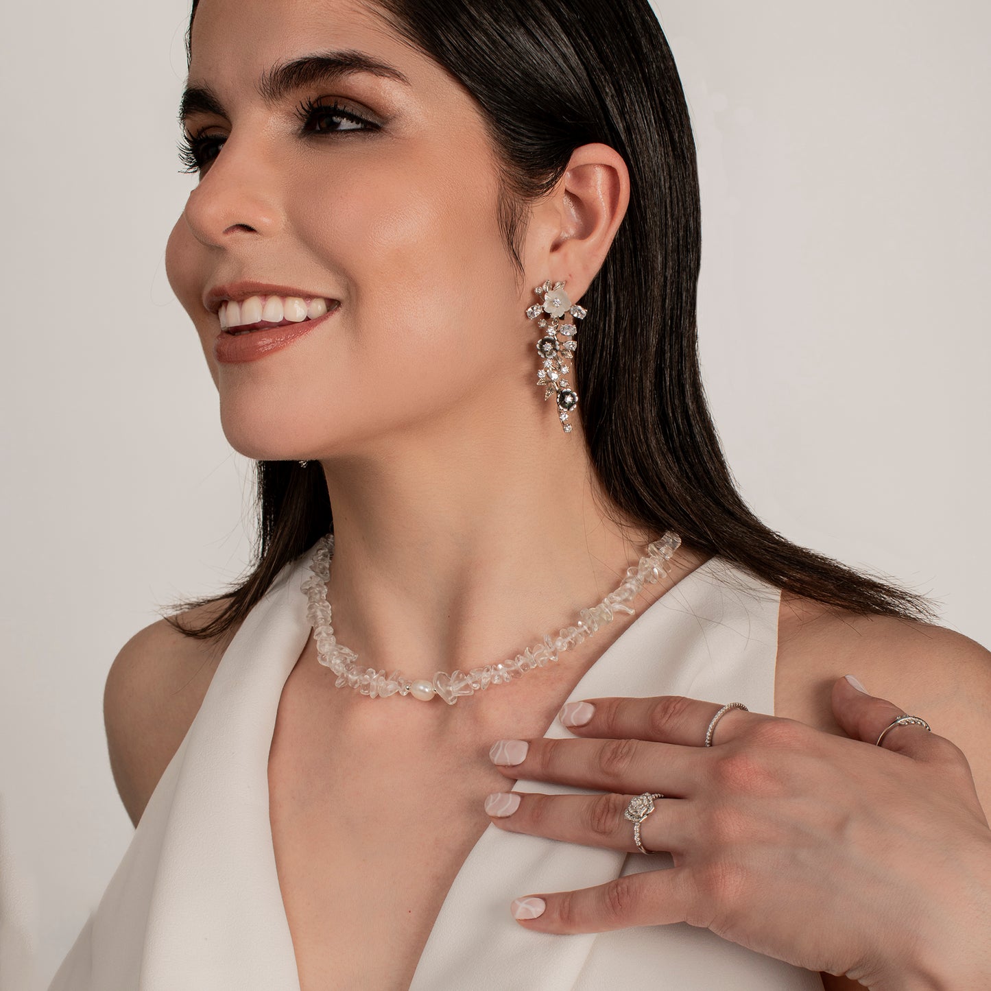 Collar Plata Cuarzo Blanco y Perla Cultivada Barroca