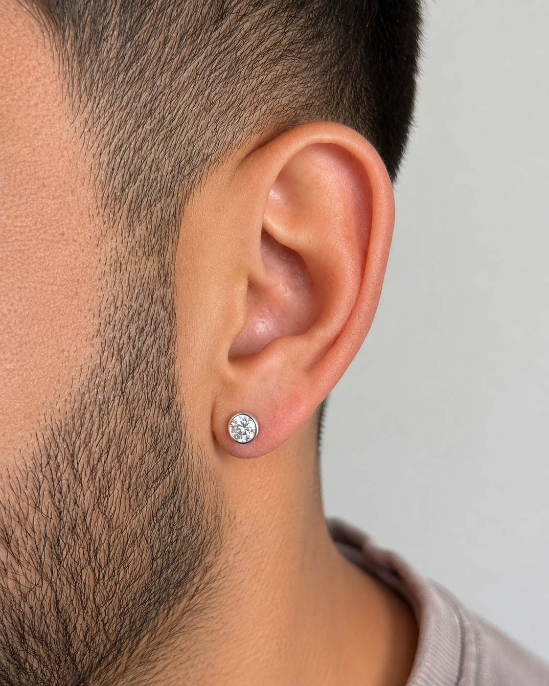 Aros Hombre Punto de Luz Plata