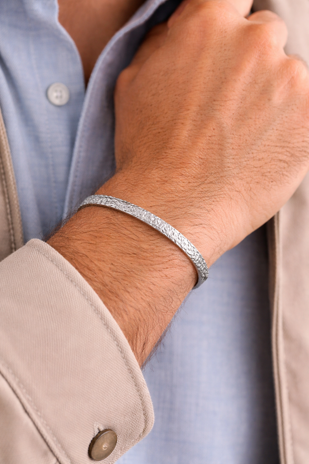 Pulsera Hombre Plata Gratinada