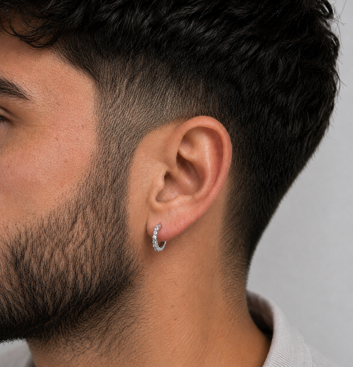 Aros Hombre Argolla Circón Blanco