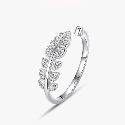 Anillo Pluma Plata Ajustable