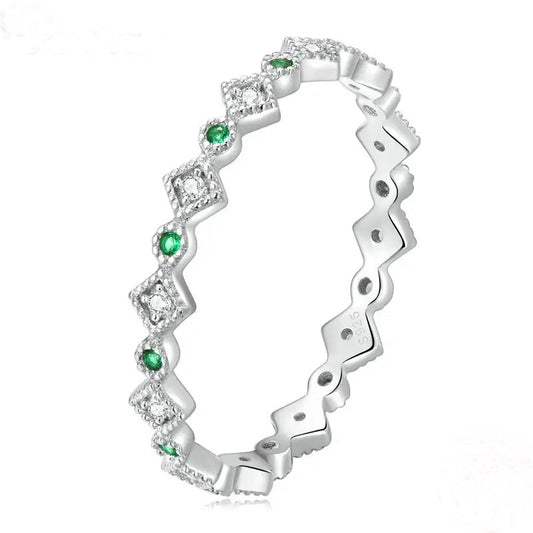 Anillo Foresta Plata Verde