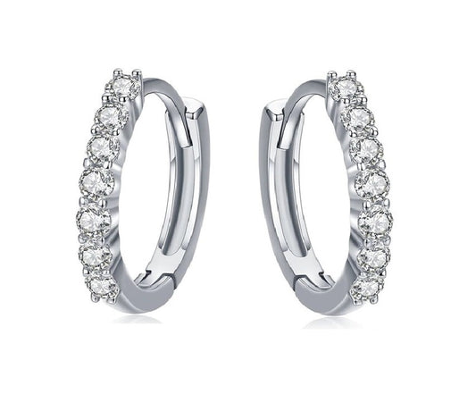 Aros Hombre Argolla Circón Blanco