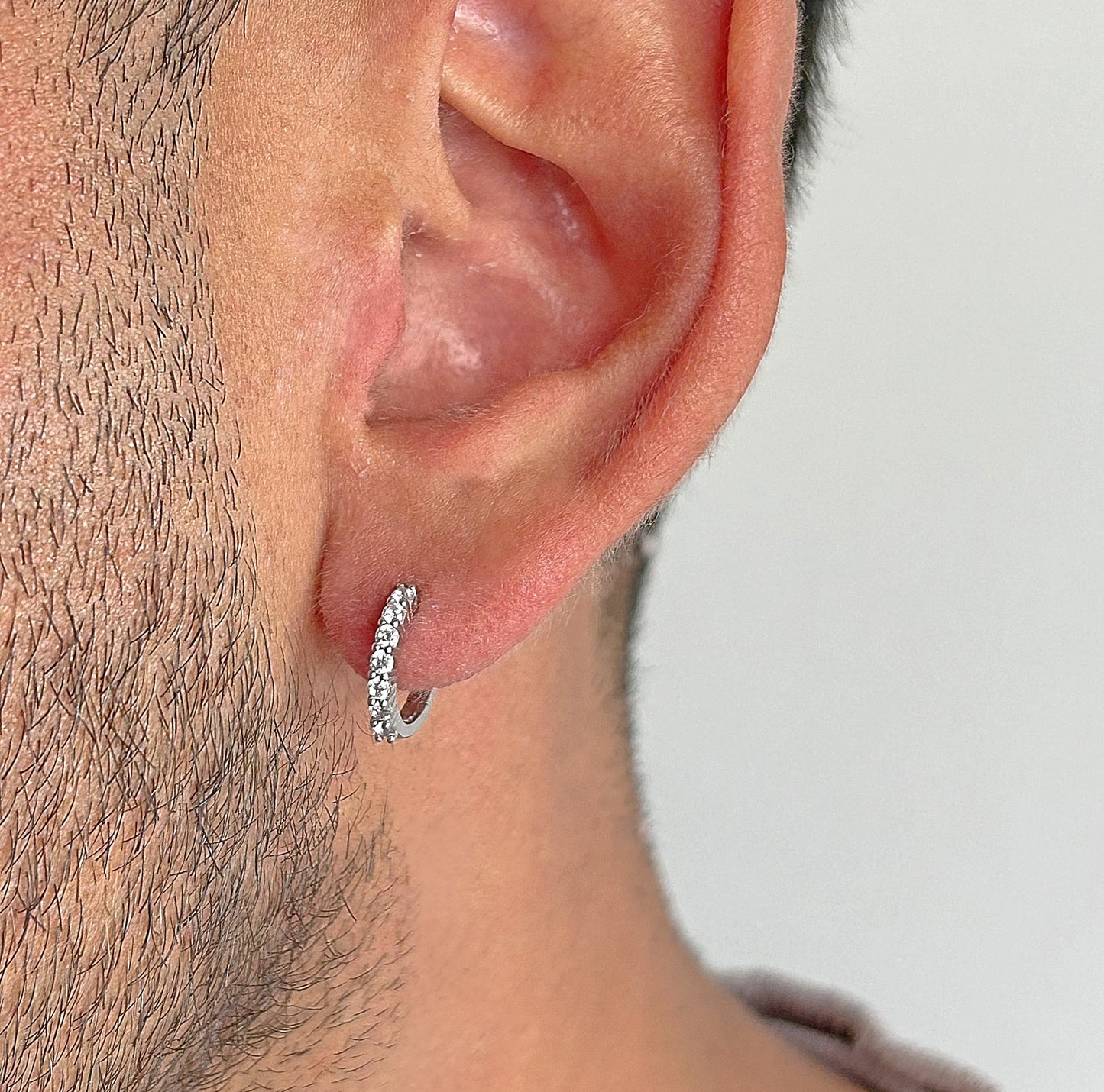 Aros Hombre Argolla Circón Blanco