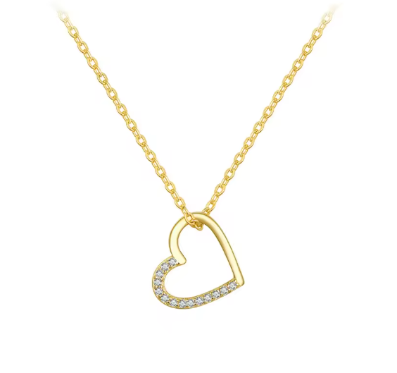 Collar Corazon Circones Baño de Oro 18 Kts