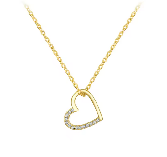 Collar Corazon Circones Baño de Oro 18 Kts