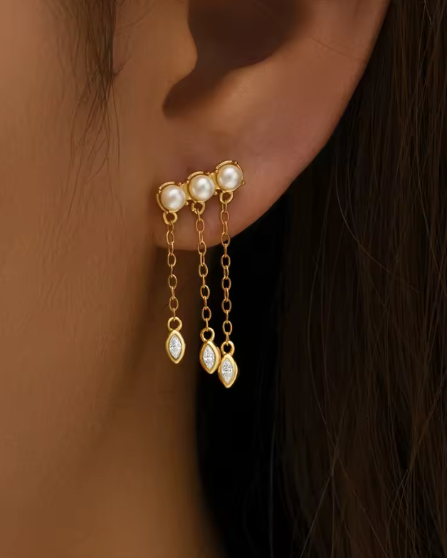 Aros Cascada Baño de Oro 18 Kts