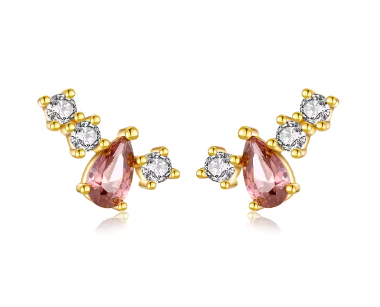 Aros Trepador Rodolita Baño de Oro 18 Kts