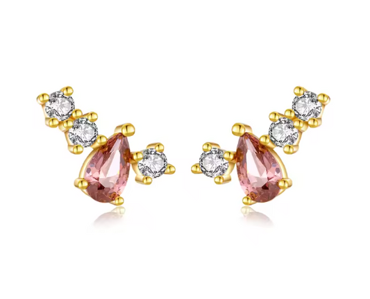 Aros Trepador Rodolita Baño de Oro 18 Kts