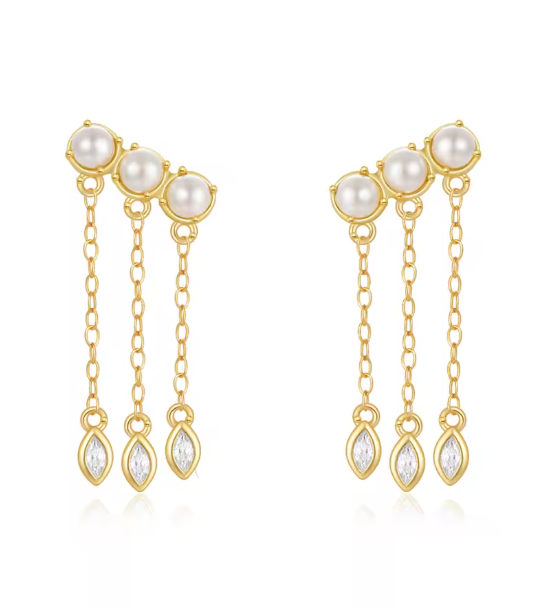 Aros Cascada Baño de Oro 18 Kts