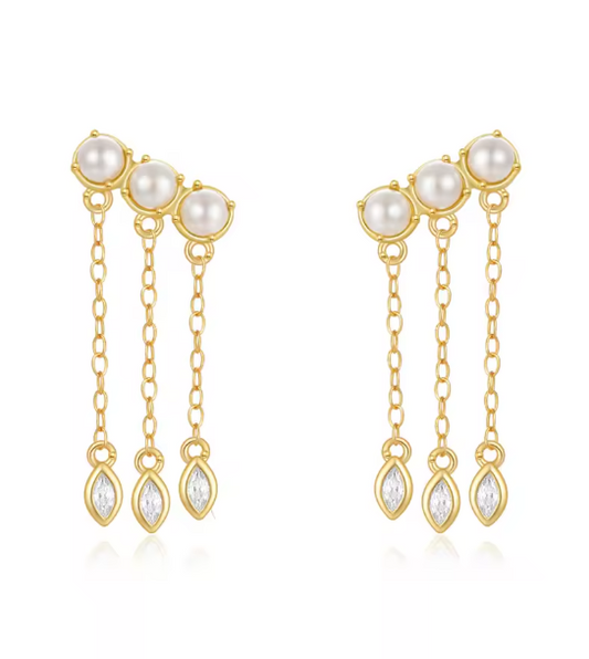 Aros Cascada Baño de Oro 18 Kts