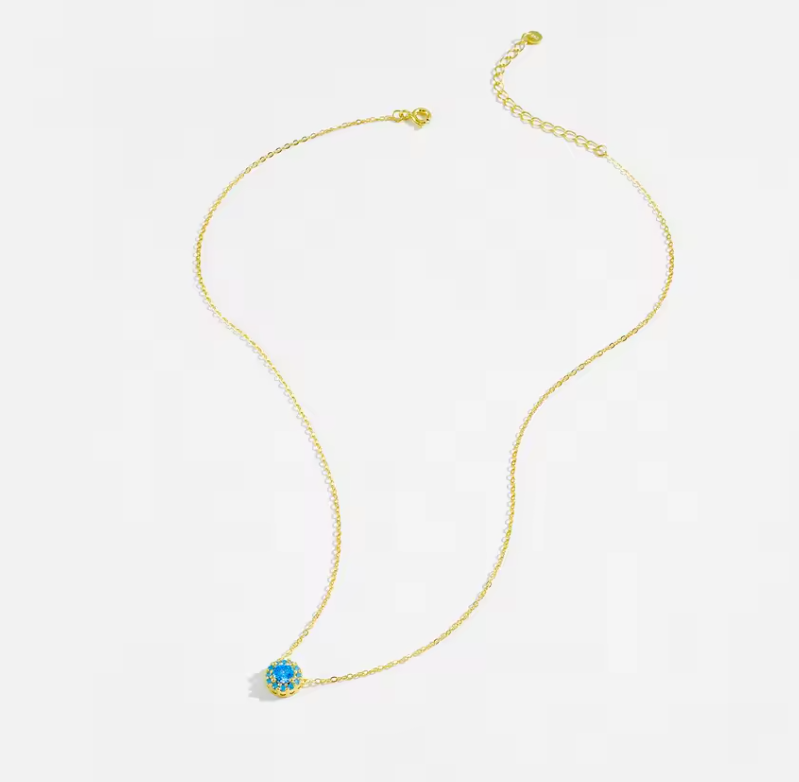 Collar Circones Turquesas Baño de Oro 18 Kts