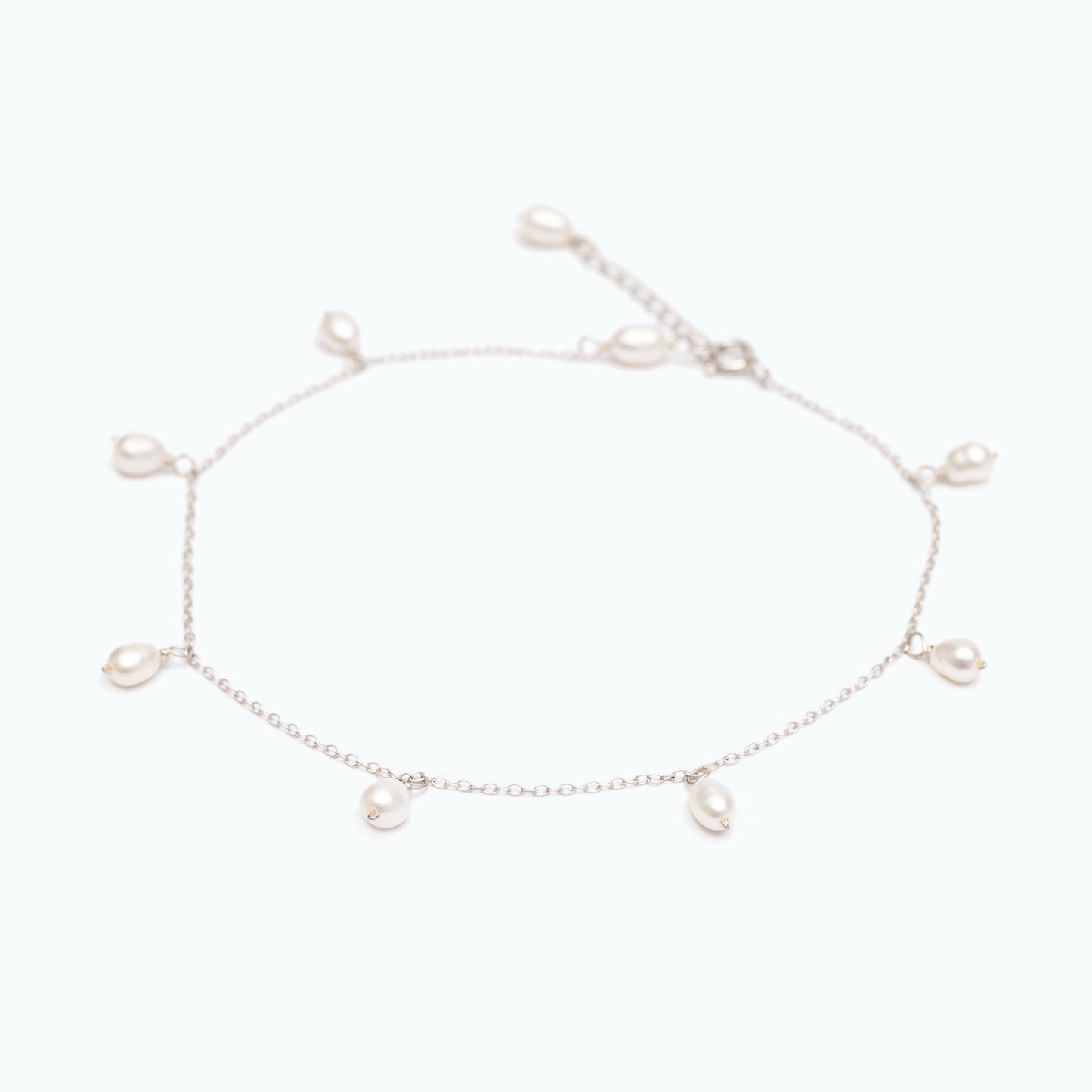 Tobillera Plata Perlas de los Mares