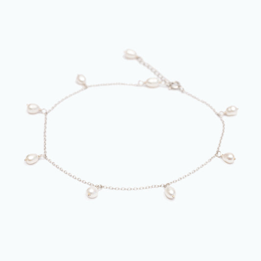 Tobillera Plata Perlas de los Mares