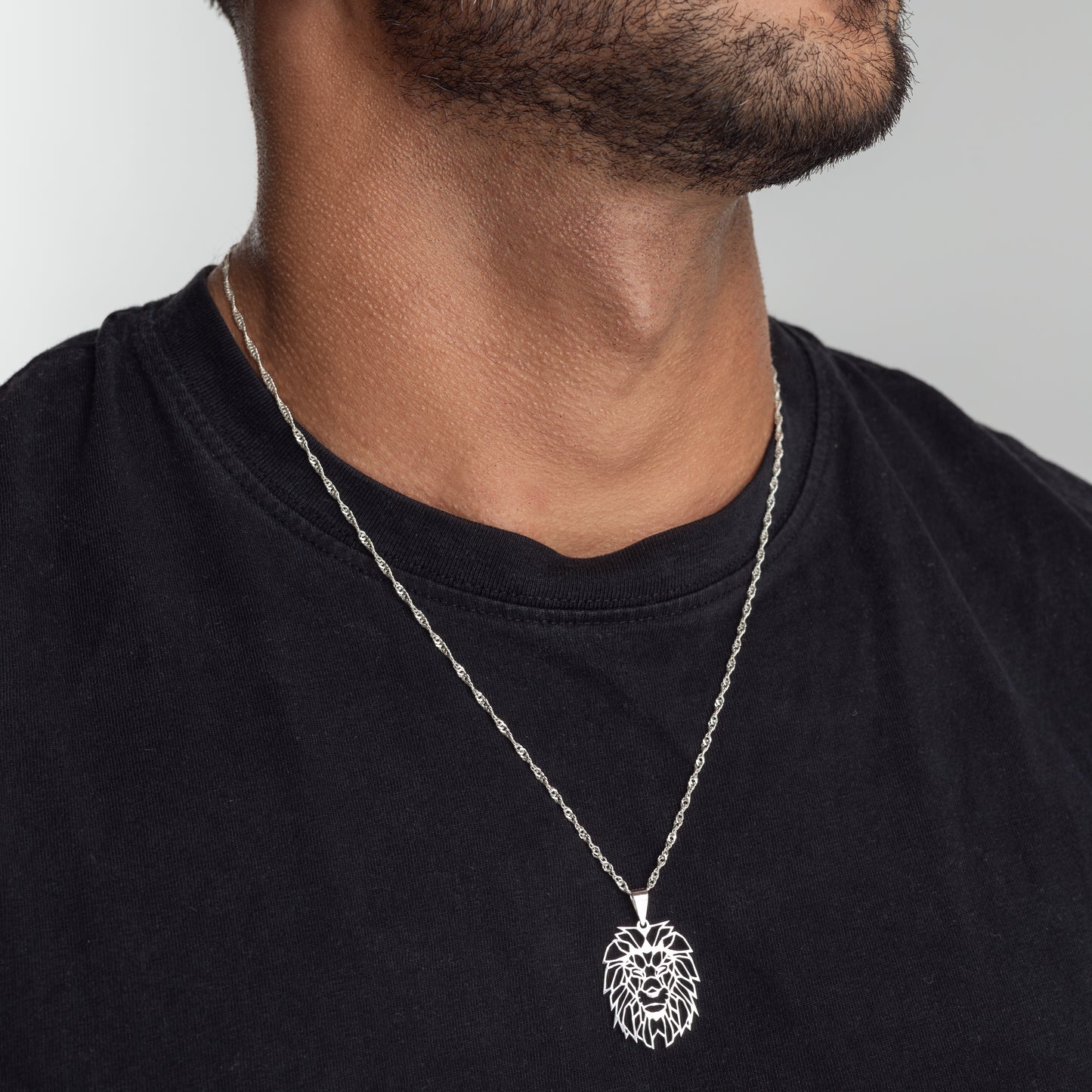 Collar Hombre Plata Leon