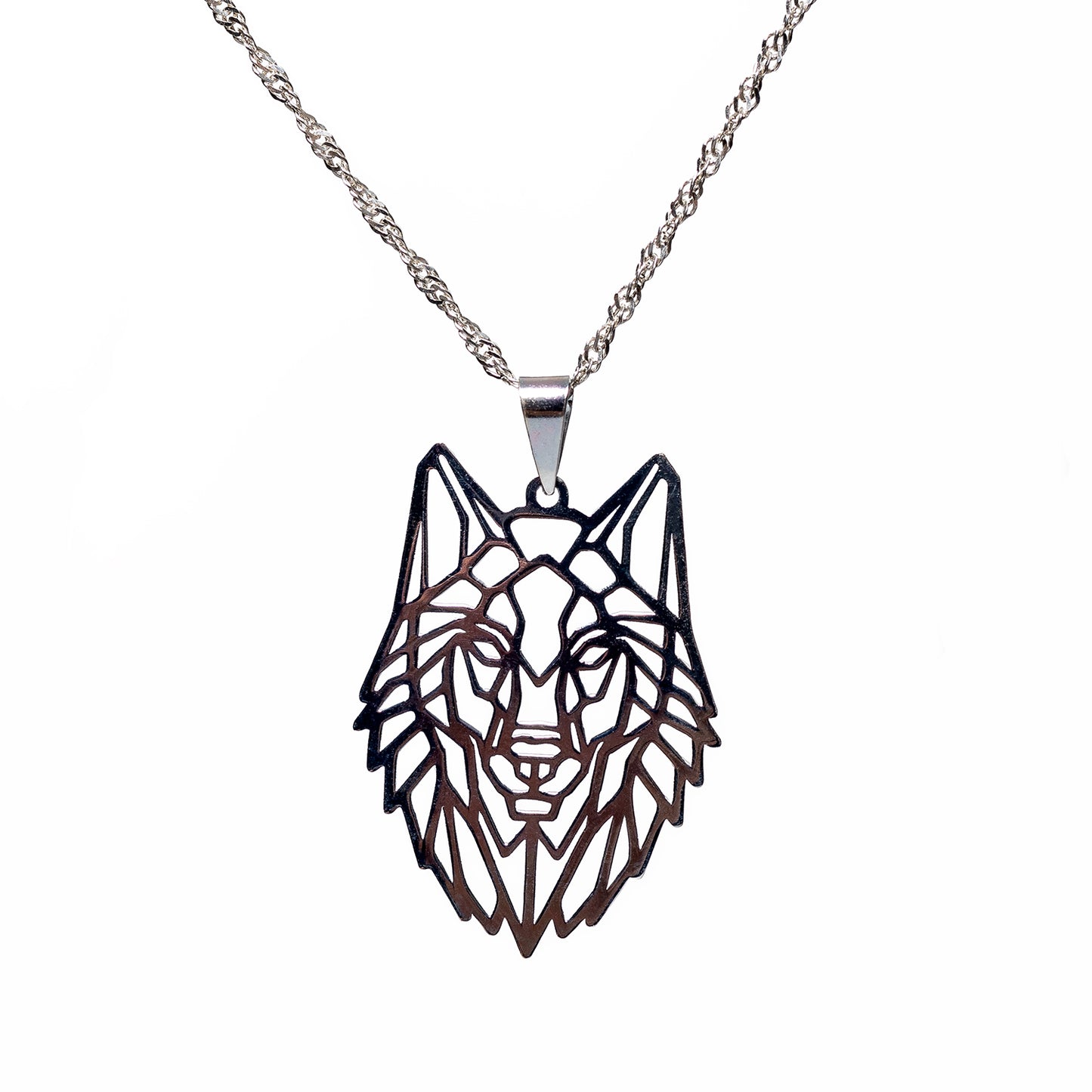 Collar Hombre Plata Lobo Salvaje