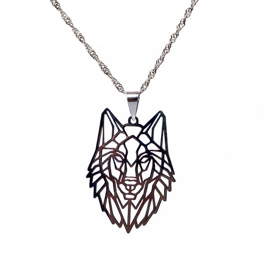 Collar Hombre Plata Lobo Salvaje