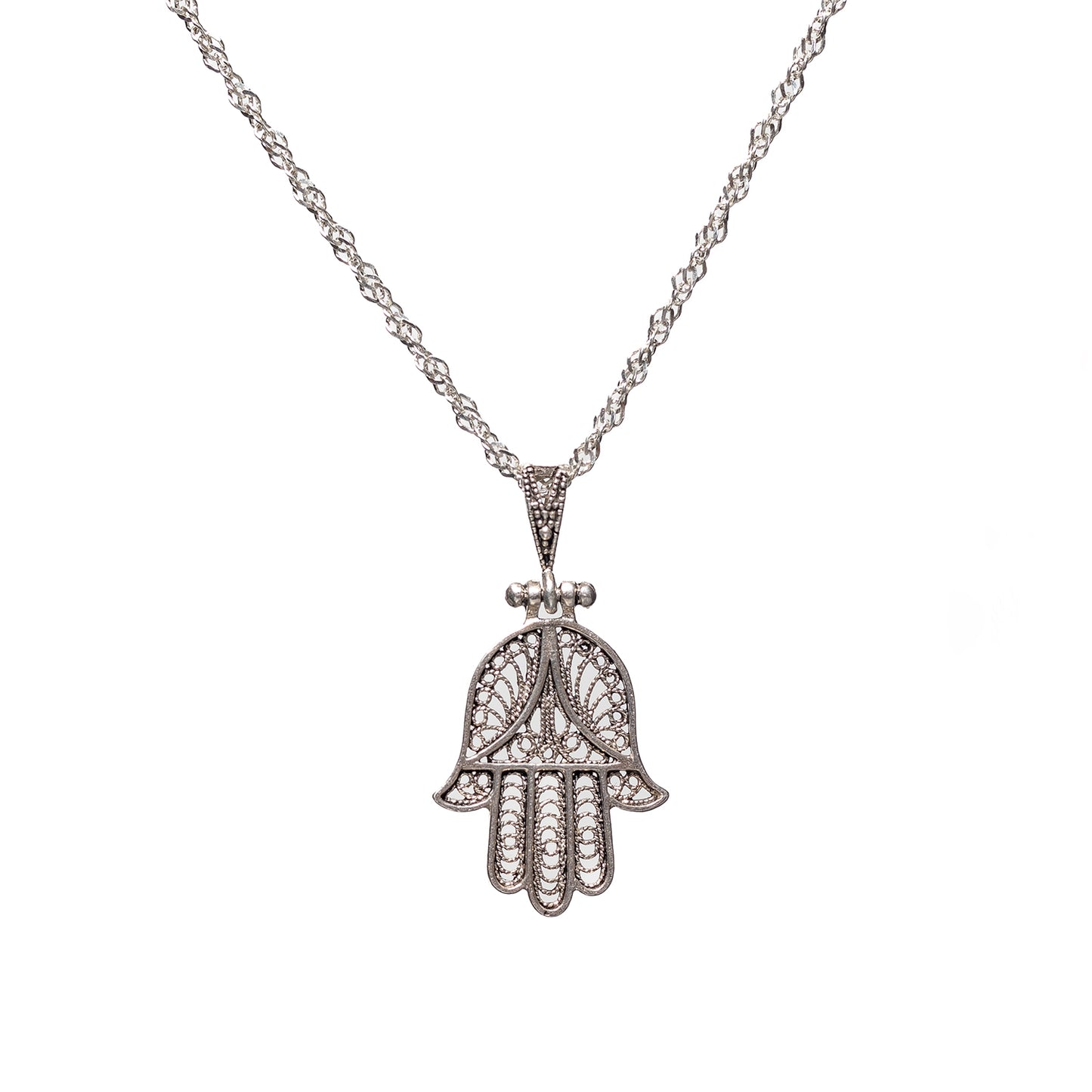 Collar Hombre Plata Mano de Fátima Proteccion