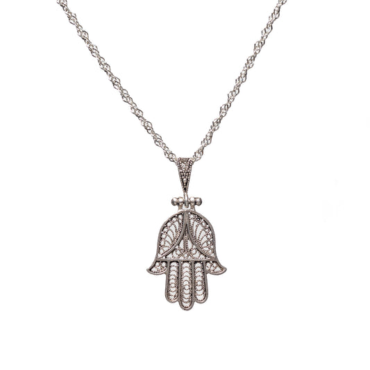 Collar Hombre Plata Mano de Fátima Proteccion