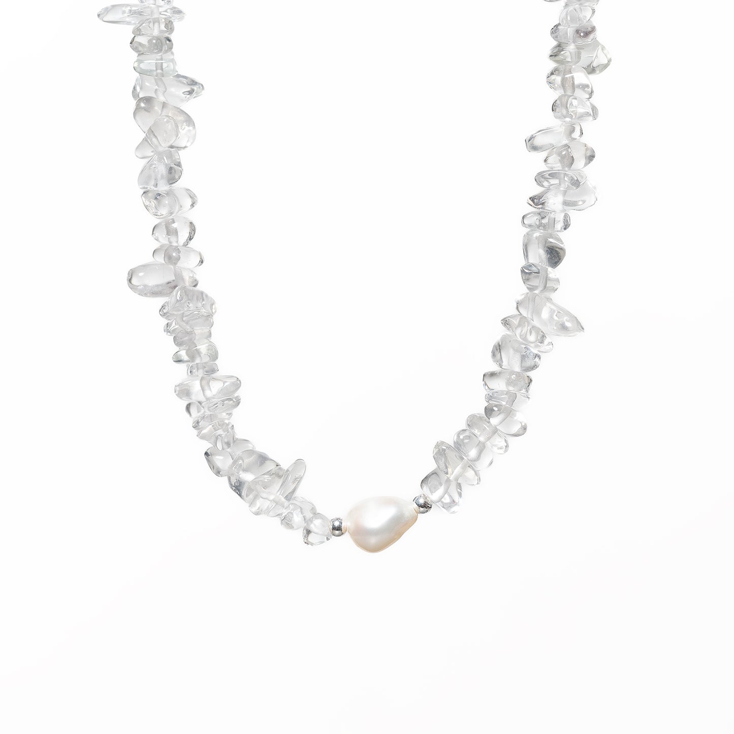 Collar Plata Cuarzo Blanco y Perla Cultivada Barroca