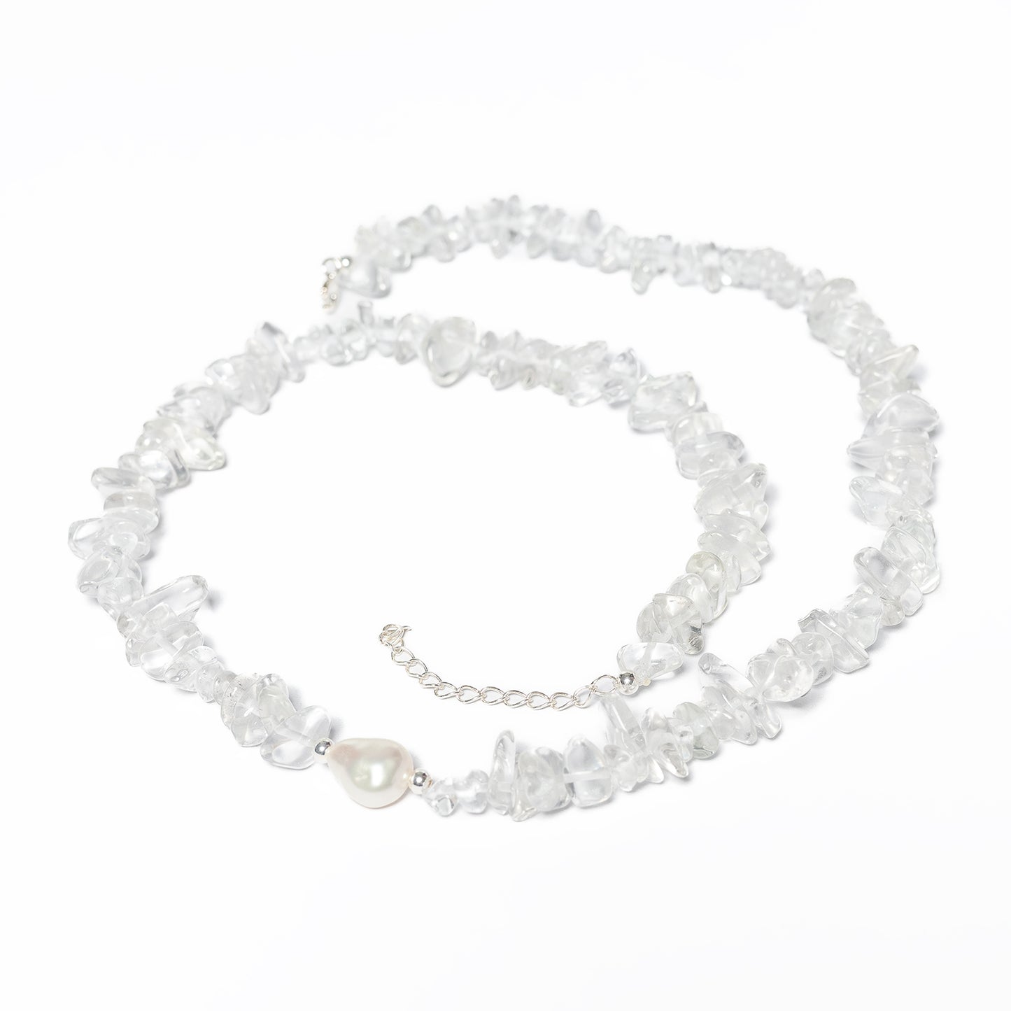 Collar Plata Cuarzo Blanco y Perla Cultivada Barroca