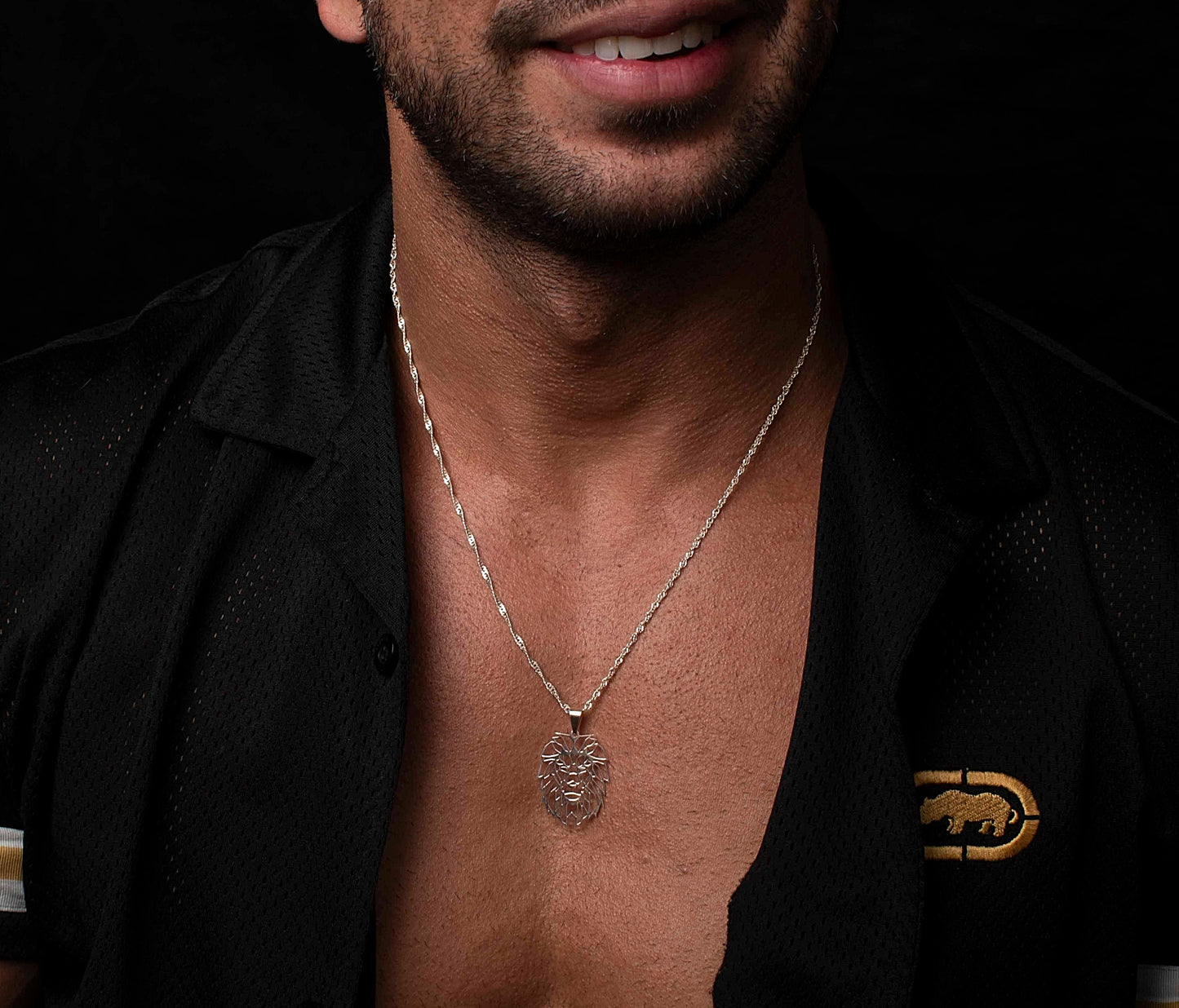 Collar Hombre Plata Leon